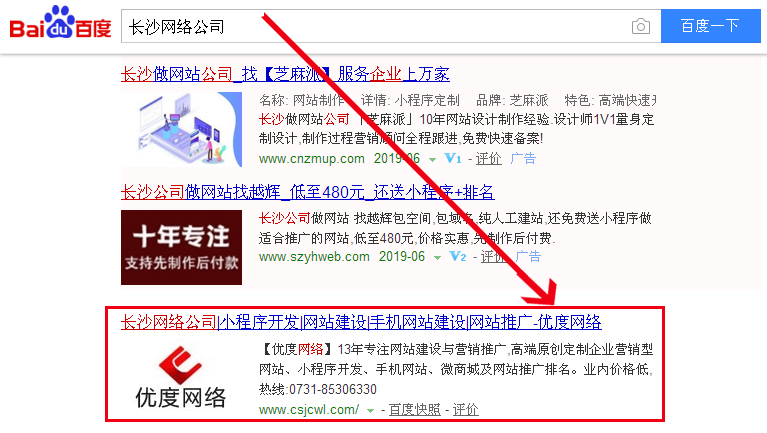 “長(zhǎng)沙網(wǎng)絡(luò)公司”百度排名案例